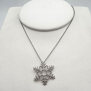 Marsala Sterling Silver & Diamond Snowflake Pendant Necklace
